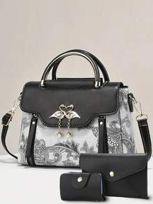 Fashion Women Color Block Shoulder Bag & Phone Pouch - Blue - View 12