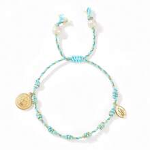 1 件手工波西米亚耶稣铜牌 EPE 泡沫绳手链，耶稣升天日礼物，男女皆宜的完美珠宝 - 彩色 - 查看 6