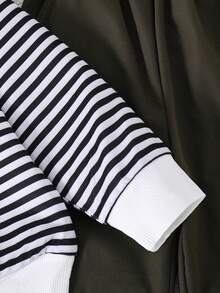 幼儿字母刺绣保暖圆领卫衣和梭织长裤 - 軍綠色 - 查看 4