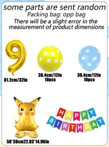 pokemon Pikachu Cartoon-förmige Geburtstags Party, Aluminium Folie Dekoration, Flaggen Dekoration, Digitales Set, Ballon