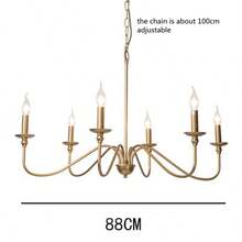 1pc Vintage Iron Branches Pendant Light, 6 Lights, Black/Gold, Modern Living Room Chandelier, Industrial Style Farmhouse Pendant Lamp, Suitable For Indoor Decoration, Living Room, Bedroom, Dining Room, E14 Bulb Socket, AC85-265V, D88cm/35 Inch (Bulbs Not Included)