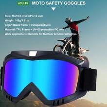 Gafas de Off-road, Gafas de Esquí Antivaho para Hombres y Mujeres, Motocicleta ATV - Negro - - Ver 10