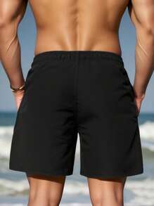 MADHERO Men's Solid Color Drawstring Waist Swim Trunks