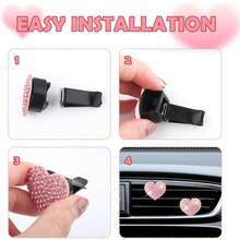 4PCS Heart-Shaped Car Vent Clips With,Bling Vent Clips Car Decorations,Premium Shiny Car Clips Vents CCar Accessories Interior,Trucks,SUVs (White) - Hồ Xanh - Xem 5