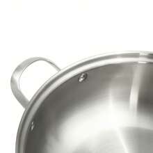 SENDERPICK Stainless Steel Wok Frying Pan With Lid Wok Pan With Lid Stir-Frying Pan - Silver - View 6
