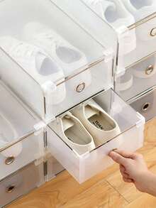 4/6 件透明可堆叠鞋盒，金属边缘设计，增强耐用性和质量，防尘抗氧化塑料柜，多层可折叠，适用于卧室 - 無色 - 查看 8