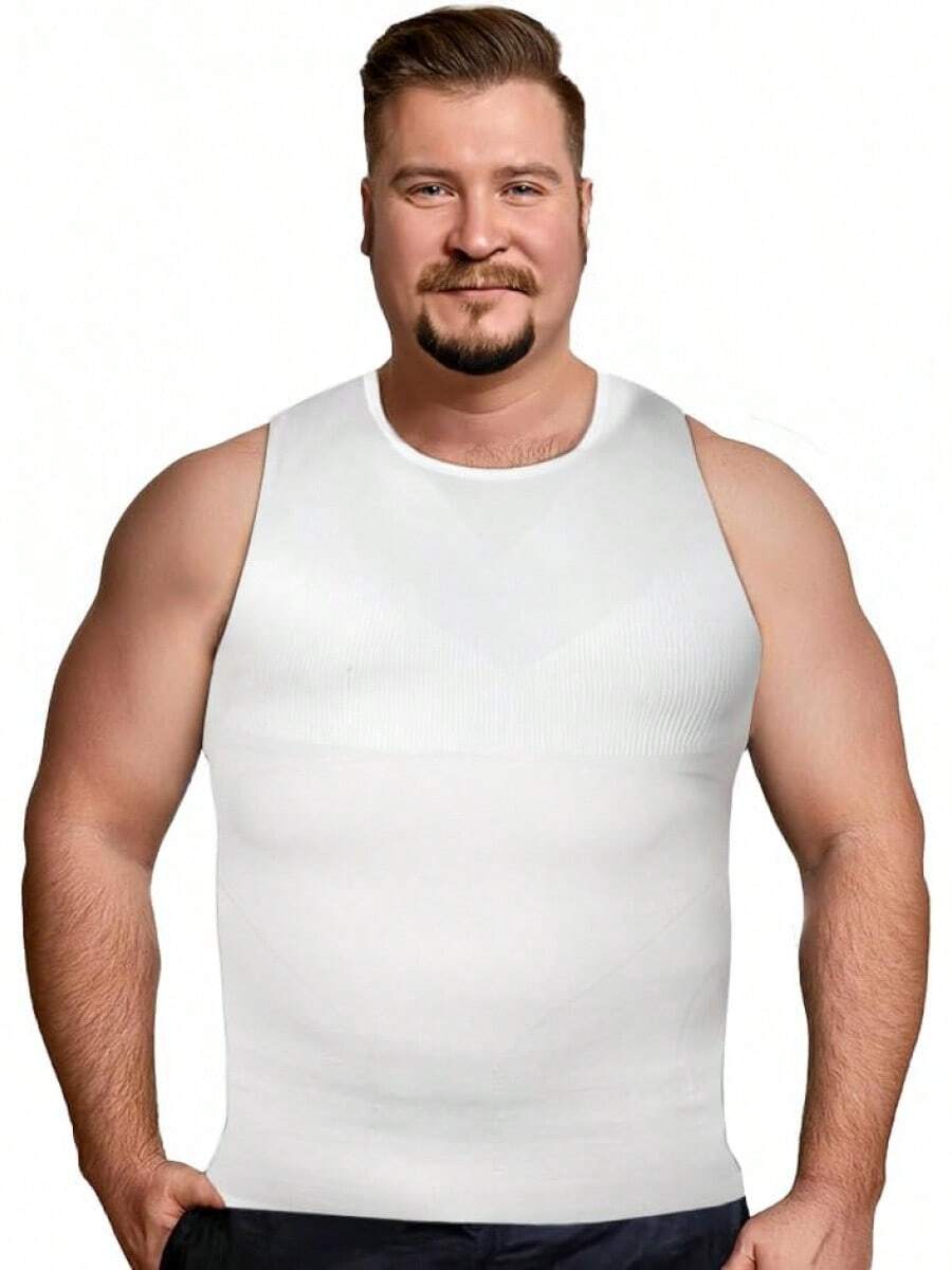 Gynecomastia Compression Shirt For Men - Slimming Undershirt Tank Top - trắng - Xem 1