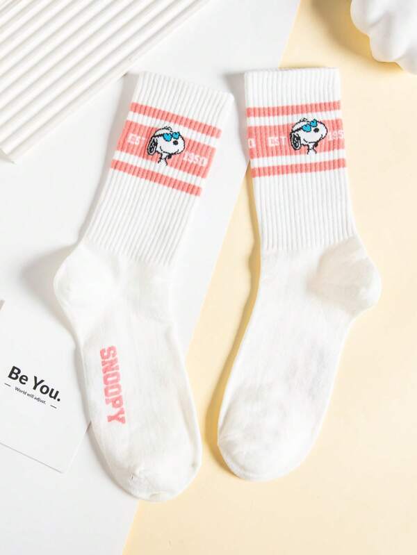 SNOOPY 1 Pair Snoopy Cartoon Pattern Mid-Calf Socks For Men, Women Snoopy Cartoon Short Socks, Interesting Novelty Socks