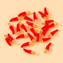 20/30Pcs Cute Red Chili Small Pendant Enamel Alloy Mini 3D Simulated Handicraft Jewelry Accessories For DIY Making Bracelets, Earrings And Key Chains