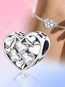 1 PC Heart To Heart Beads Pendant Beads Pendant Ball Suitable For Bracelets DIY Women's Jewelry