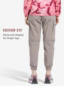 TECTOP Pantaloni da trekking da donna con gambe staccabili, pantaloni cargo leggeri ed elastici ad asciugatura rapida con 4 tasche e cerniera