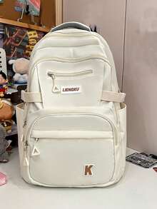 1 件时尚经典基本款背包，带笔记本电脑隔层，可调节肩带，书包，宽敞的多口袋书包，轻便休闲旅行背包，非常适合女孩/青少年/学生/毕业生，适合日常使用、外出、旅行、学校和返校