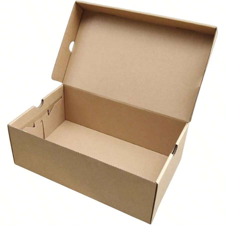 Kraft Paper Shoe Storage Box Assembly Shoes Case Space Saving Shoes Display Box Dustproof Shoes Holder Shoes Organizer 33cmx22cmx12cm - 棕色 - 查看 1