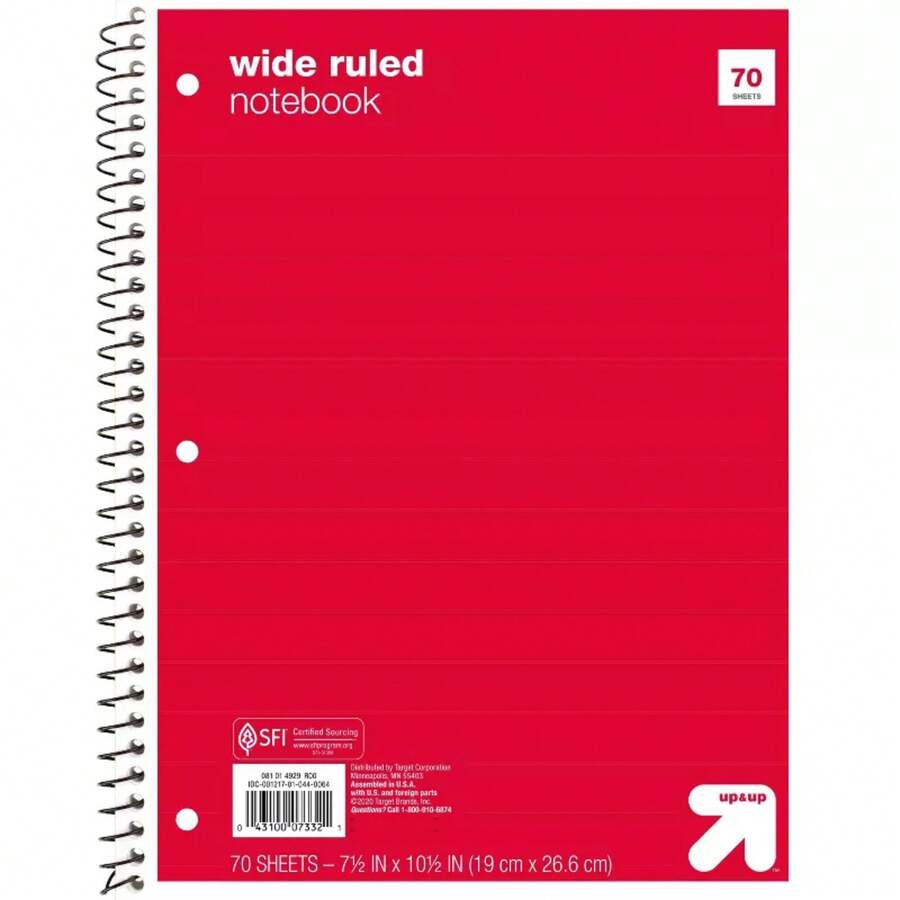 Wide Ruled  Cover Spiral Notebook - Đỏ - Xem 1
