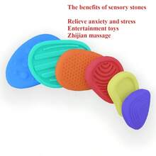 1/2/3/5pcs,Vibrant Sensory Stones | Colorful & Textured Design | Ideal For Party Favors, Classroom Prizes, & Stress - Relief | Promote Sensory Stimulation, Calming Fidget | Sensory Fidget Stones | One - Size - Fits - All - 隨機色 random color - 查看 6