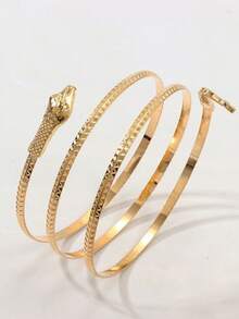 朋克风格夸张蛇形手链，个性化金属蛇元素手镯