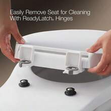 KOHLER 4636RL0 Cachet ReadyLatch Asiento de inodoro alargado tapa silenciosa asiento contorneado parachoques apretados y accesorios de instalación blanco 18.04 pulgadas de largo x 14.18 - Blanco - Ver 8