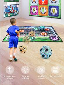 男孩和女孩玩具足球抛球游戏套装，儿童便携式足球套装，钩环足球不含 BPA，早教益智亲子互动游戏，户外/室内/后院/露营/派对游戏，3 岁以上儿童运动游戏礼物