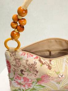 SCULPTEDSTYLE BAGS 1 件彩色 PVC 亮片花卉和叶子图案假日风格女士腋下包，时尚圆环编织肩带单肩包，适合夏季海滩旅行休闲（花卉图案随机发送） - 彩色 - 查看 8