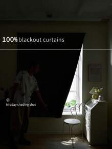 1pc Self-Adhesive Portable 100% Blackout Window Curtain, No Drilling Needed Sunshade Fabric For Windows, Doors, Bedrooms, Basements - Heat Insulation, Darkening Kitchen & Room, Suitable For All Seasons,Fall Decor,Autumn Decor,Room Decor