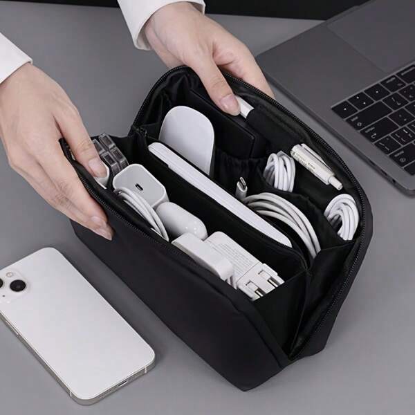 Inner Pocket, Storage Case, Black Digital Organizer, Gray Digital Organizer, Action Camera, Photography Accessories, USB Drive, Charging Cable, Classified Storage, Portable Travel Bag