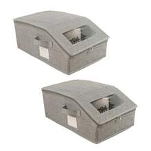 2 PCS Stackable Hat Storage For Baseball Caps, Holds Up To 24 Caps Hat Organizer For Closet, Sturdy Snapback Boxes For Men With Cardboard - Xám - Xem 1