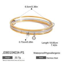 Uworld Minimalistisches zweifarbiges, kreisförmiges Wellenarmband, 3er Set stapelbare Edelstahl Armbänder, Damen Accessoires, Partygeschenk, 18 Karat Goldplattierung