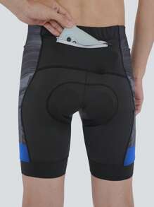 Men's High Performance Cycling Shorts With Pockets & Zipper, Printed, Elastic, Padded & Shock-Absorbing, Suitable For Mountain Biking And Road Cycling, Comfortable For All Seasons