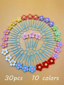 30件/27件/10件/9件/8件/6件/5件/3件/1件花朵PVC+金属回形针书签，可爱办公文具别针，多种颜色可选 - 彩色 - 查看 30