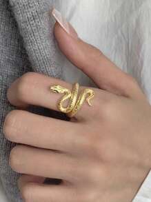1pc Fashionable & Exquisite S925 Sterling Silver 18K Gold Plated Snake Ring, Suitable For Party Wear
