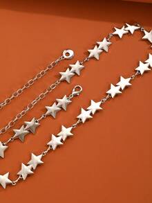 1 件时尚复古休闲星眼几何设计女士腰链身体链首饰，适合所有场合、海滩、派对、日常穿着、节日