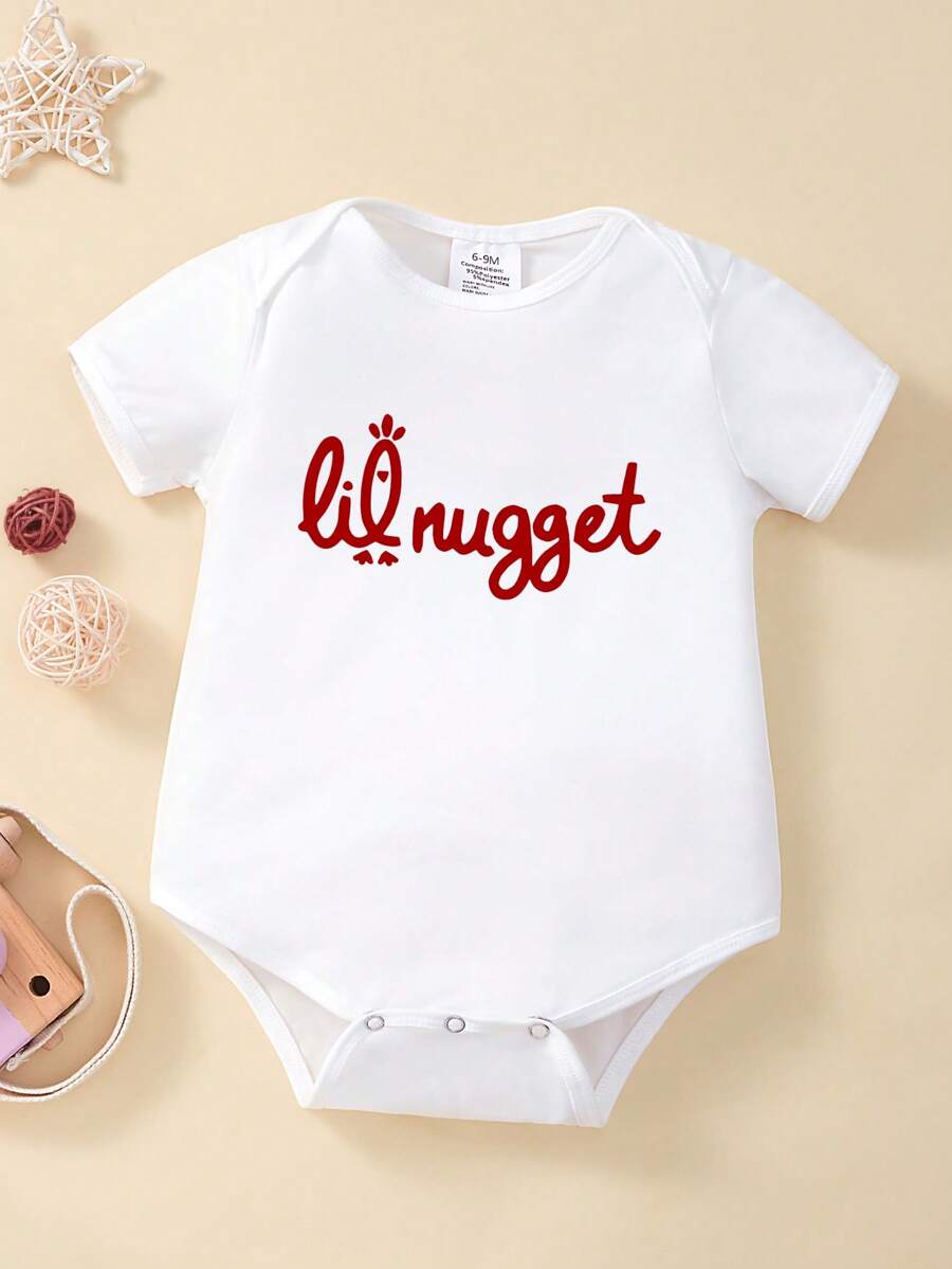 Baby Boy Letter Print Short Sleeve Casual Bodysuit