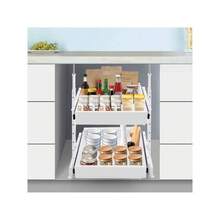 InSyoForeverEC Alloggiamento sottopensile, supporto estraibile, supporto estraibile a 2 strati, lunghezza e altezza regolabili, guide silenziose, supporti da cucina nascosti con 22,05 libbre per strato