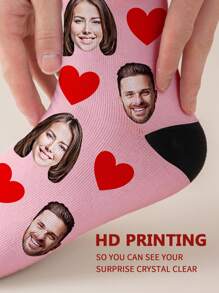 1 par de calcetines personalizados con cualquier rostro para hombres, calcetines con foto personalizada, calcetines de tripulación alta con imagen personalizada e interesante, adecuados para regalo de San Valentín o cumpleaños