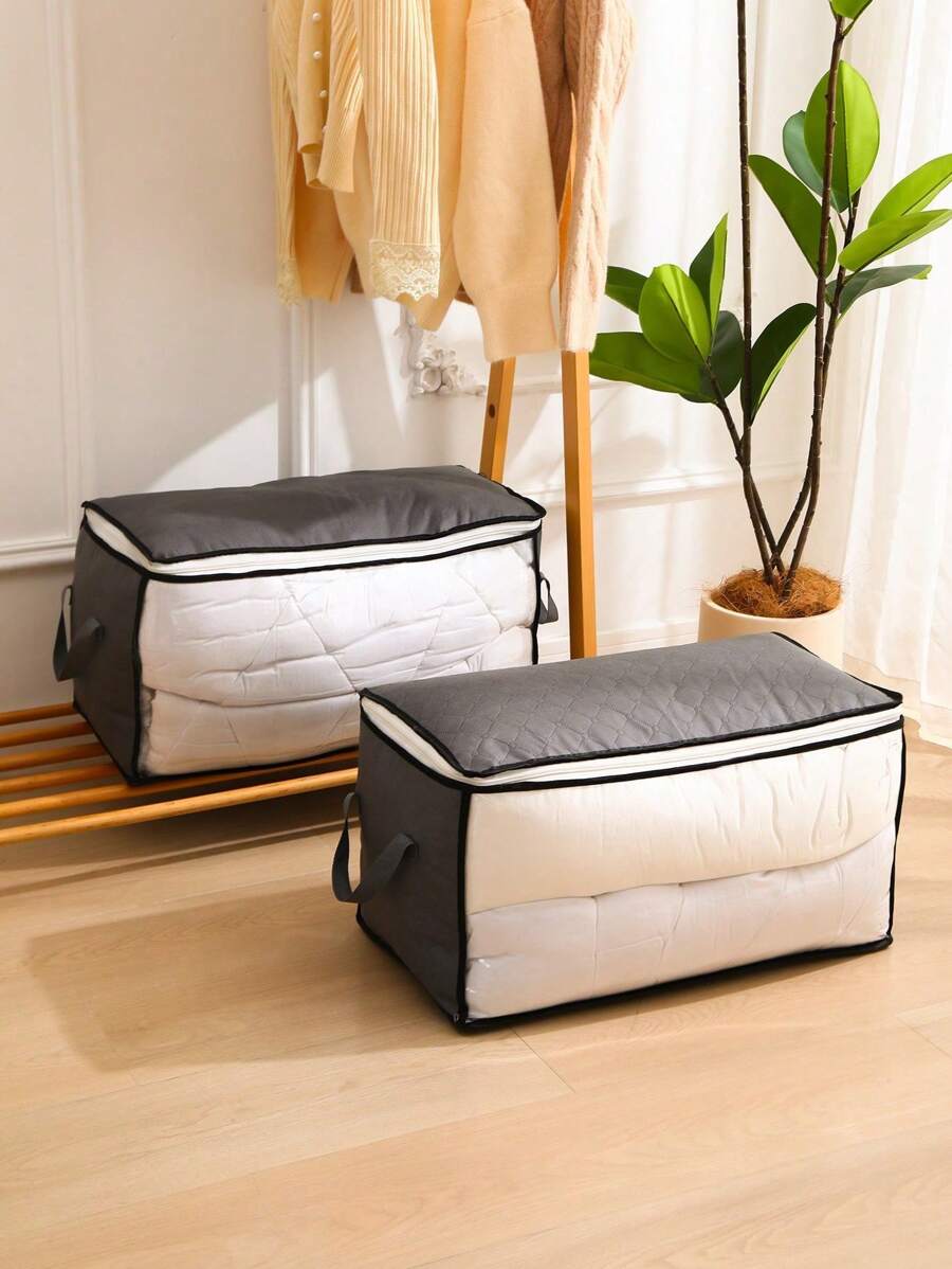 1 pieza Bolsa de almacenamiento transparente de gran capacidad, caja organizadora de armario plegable para ropa de cama, bolsa de empaque de ropa para mudanzas, dormitorio y espacios de alquiler