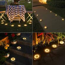 Éclairage solaire au sol, 4 paquets de 8 LED encastrés, lumières solaires étanches pour le jardin, éclairage paysager extérieur, disque lumineux pour allée, pelouse, allée, chemin de promenade (1/4 pièces)