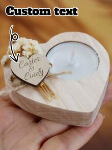 Custom Text Heart Shaped Candlestick,Personalized Wooden Candle Holder,Customized Tea Lights Candles,Customizable Candle Sticks Holder Decor,Candles For Women,Birthday Gifts,Wedding Gifts,Valentine's Day,Parties,Restaurants,Bedrooms,Mothers,Fathers,Friends,Lovers,Girlfriends,Bridesmaids Gifts - Style a - View 7