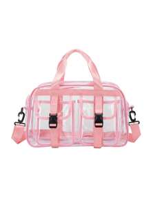 Large-Capacity, Highly Attractive Transparent PVC Travel Bag, Daily Versatile Fashion Leisure Fitness Bag, Niche Design Hand-Held Storage Bag, Equipped With Adjustable Long Shoulder Strap, Simple And Generous, Suitable For Travel, Yoga, Swimming And Fitness, Etc.