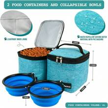 Dog Travel Bag Backpack, Airline Approved Dog Bags For Traveling, Puppy Diaper Bag Supplies, Pet Camping Essentials Hiking Accessories Dog Mom Gift, Food Container, Collapsible Bowls, Teal Blue - 藍色 - 查看 6