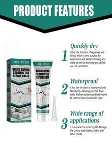 JUE FISH 100ml 瓷砖修补膏，快干粘合剂，用于修补裂缝，适用于瓷砖、大理石、浴缸、家具、卫生间 - 彩色 - 查看 6