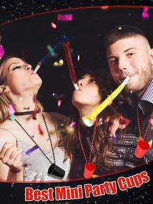 Reusable Custom Shot Glass Necklace – Clear Mini Party Cup, Personalized Beaded Shot Cup, Custom Text Shot Cup, Easy To Clean Shot Necklace, Non-Disposable Shot Glass, Graduation Party Favor, Wedding Shot Cup Gift, Bachelorette Party Cup, Birthday Favor Necklace Easy-To-Clean Graduation Favor, Colorful Party Accessory For Bachelorette, Wedding, Or Birthday - 多色 - 查看 2