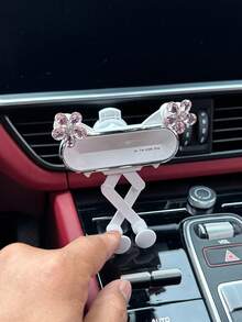 Flower Decor Car Phone Holder - White - View 9