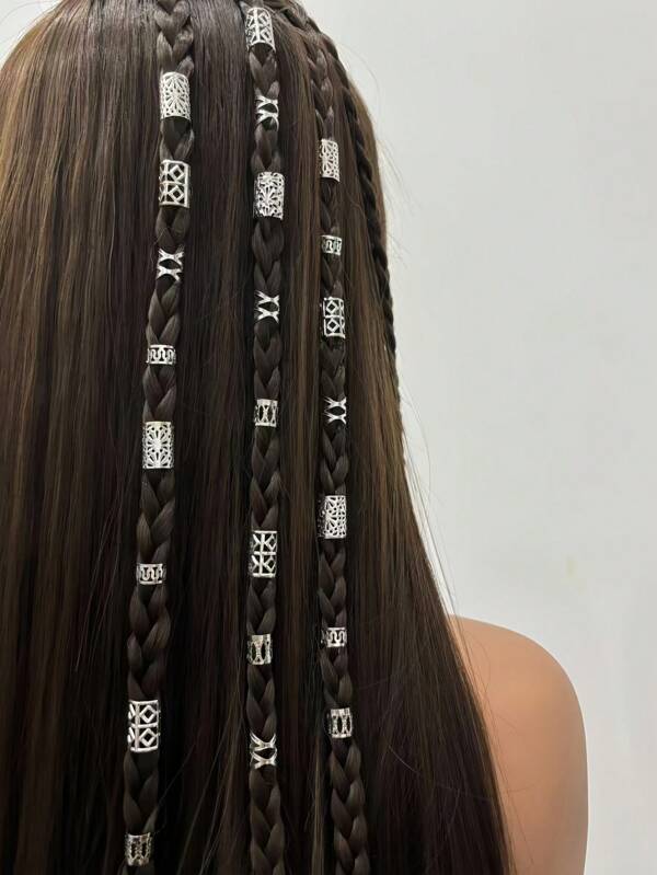 50PCS Alloy Hair Jewelry Hair Cuffs For Braids Metal Dreadlock Beads Hair Cuffs Rings Multi Style Braids Accessories Hair Decoration For Women And Girls Boho