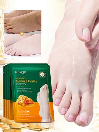 15 pares/10 pares/5 pares/3 pares/2 pares Máscara nutritiva para pies con vitamina E, miel de manuka, máscara blanqueadora de pies con nicotinamida, máscara larga para pies con leche de cabra hidratante para suavizar y aclarar la piel