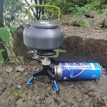 Portable Mini Camping Gas Stoves, Camping Picnic Cooker Burner With Storage Bag - Silver - View 2