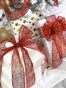 1pc 2m/Pack Christmas Decorative Wire Edge Ribbon, Powder Sprinkled Christmas Ribbon For Home Indoor Decor, Christmas Tree Ornament Home Decor Christmas Decorations Room Decor Winter