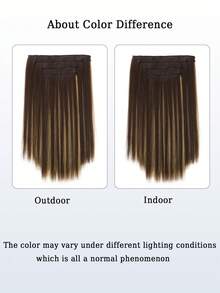 Extensiones de cabello rectas de 14 pulgadas, set de 4 piezas. Extensiones de cabello sintético suave y natural para aumentar el volumen del cabello de las mujeres, para uso diario y de fiesta - Multicolor - Ver 8