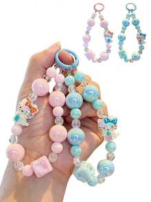 Sanrio 2 قطعة / 1 قطعة سلسلة مفاتيح من القماش المخملي الناعم الإبداعي من سانريو، endded pendant، Phone S، Earphone، Bag Charm، سلسلة المفاتيح، ديكور الخلفي، Pompom Purin Anime Animo موضة، هدية صغيرة جميلة، مناسبة لمفاتيح السيارات والحقائب والهواتف، هدايا رائعة للعائلة والأصدقاء