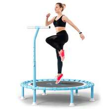 40 Fitness Mini Trampoline With Adjustable Handle Bar 330lbs Foldable Bungee Rebounder For Adults And Stable Quiet Exercise Rebounder Indoor Workout SH PO - בול - ראה 1
