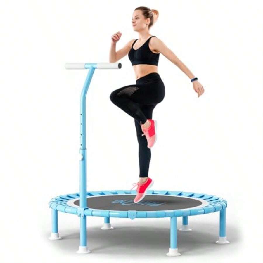 40 Fitness Mini Trampoline With Adjustable Handle Bar 330lbs Foldable Bungee Rebounder For Adults And Stable Quiet Exercise Rebounder Indoor Workout SH PO - בול - ראה 1